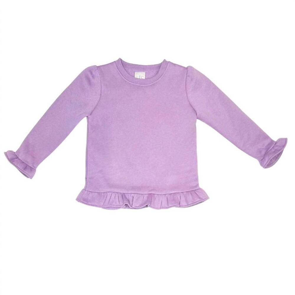 NEW LOVE THAT COTTON girl's ruffle bottom sweatshirt in lavender
